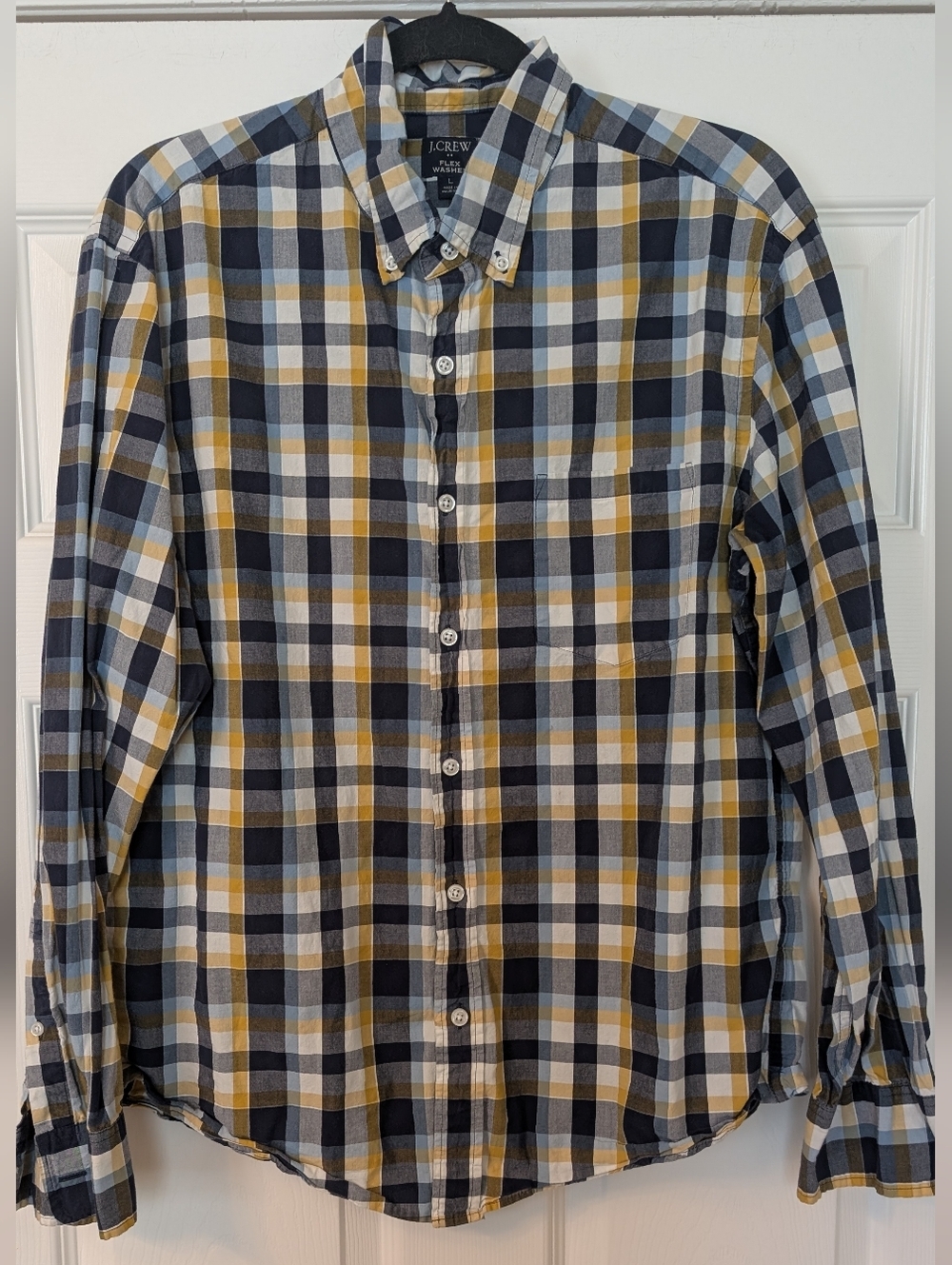 Men's J.CREW FACTORY Flex Washed Plaid Long Sleeve Button Down Shirt